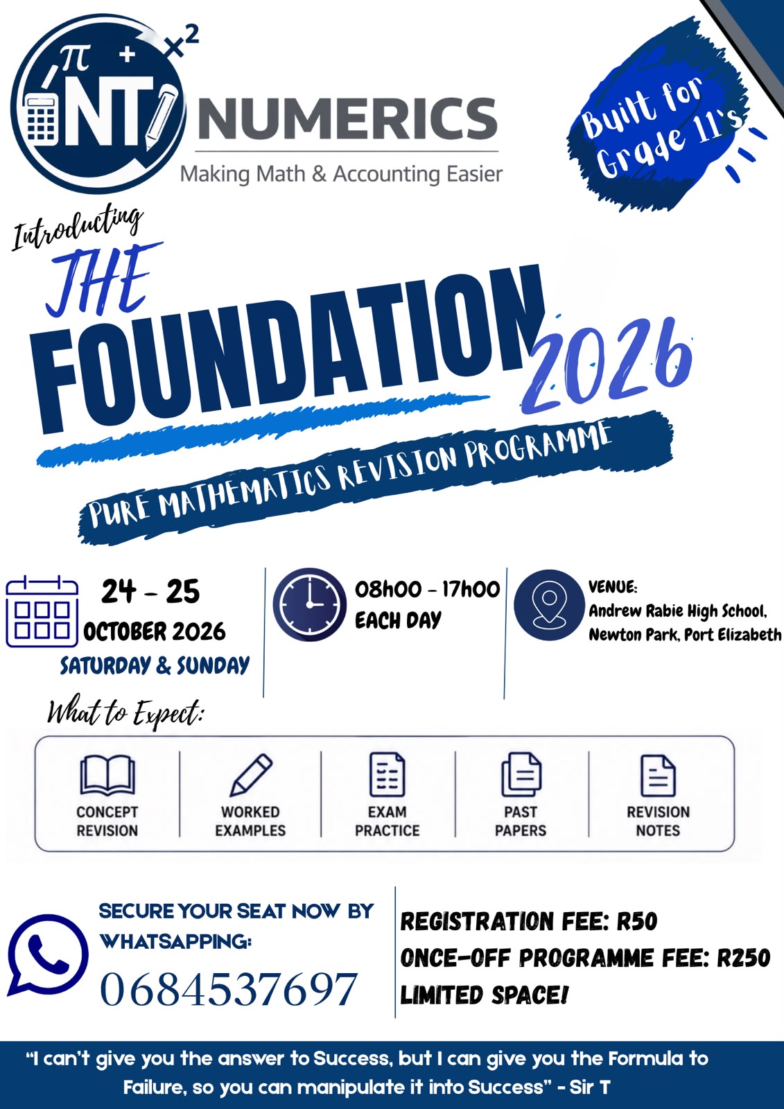 The Foundation 2026 Grade 11 Mathematics revision programme poster